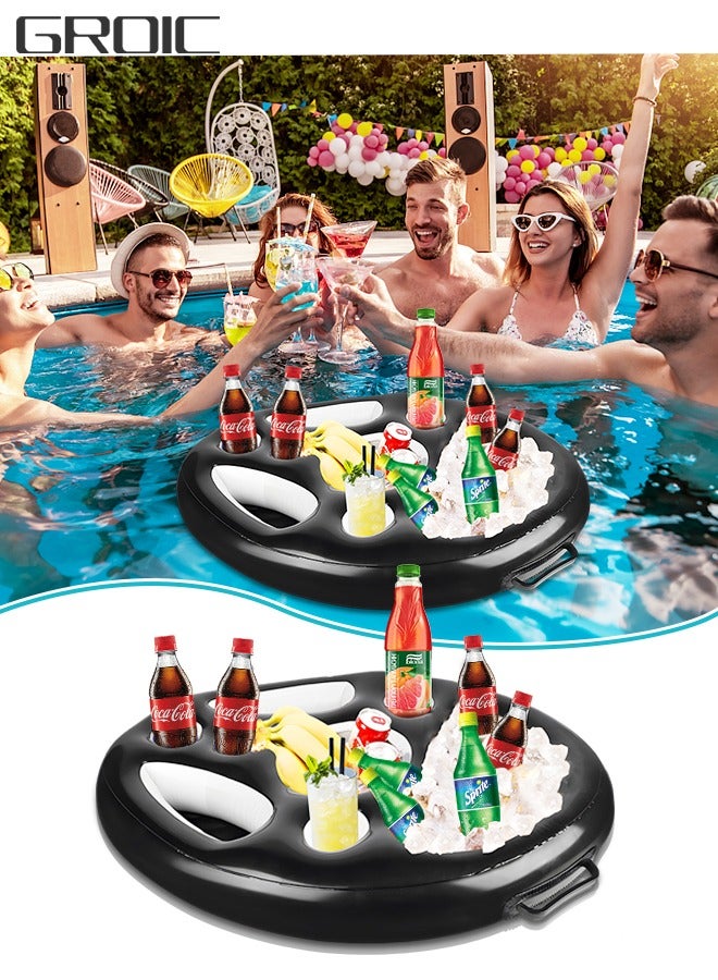 Pool Drink Holder Floats Inflatable Floating Drink Holder Pool Floats, Floating Pool Tray for Food and Drinks, Swimming Pool Party Beach Accessories, Pool Drink Floats