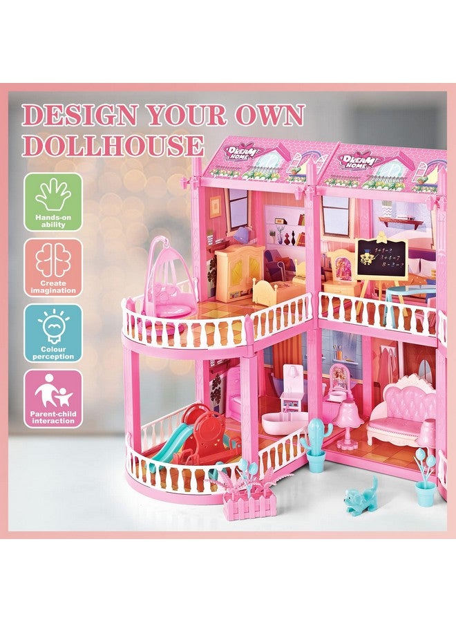 Dollhouse For Girls2Story 6 Rooms Princess Girls Doll House Kit With 6 Dolls And Dollhouse Furnituresdiy Play House For Girls Ages 4 5 6 7+