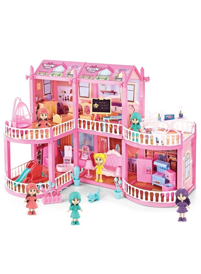 Dollhouse For Girls2Story 6 Rooms Princess Girls Doll House Kit With 6 Dolls And Dollhouse Furnituresdiy Play House For Girls Ages 4 5 6 7+