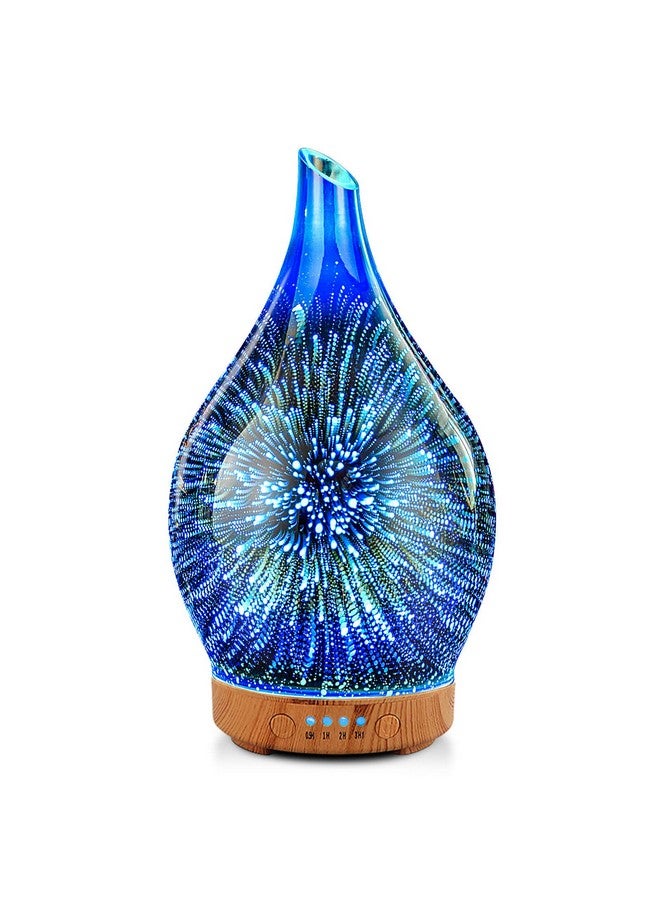Oil Diffuser 3D Glass Aromatherapy Ultrasonic Humidifier Air Refresh Auto Shutoff Timer Setting Bpa Free For Home Hotel Yoga Leisure Spa Gift 100Ml Last 4H