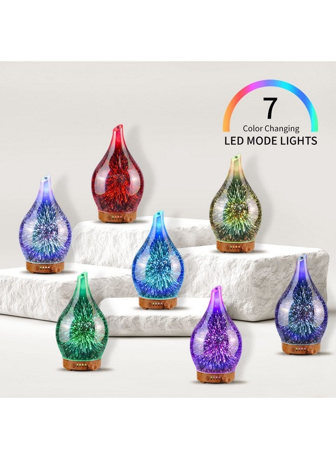 Oil Diffuser 3D Glass Aromatherapy Ultrasonic Humidifier Air Refresh Auto Shutoff Timer Setting Bpa Free For Home Hotel Yoga Leisure Spa Gift 100Ml Last 4H