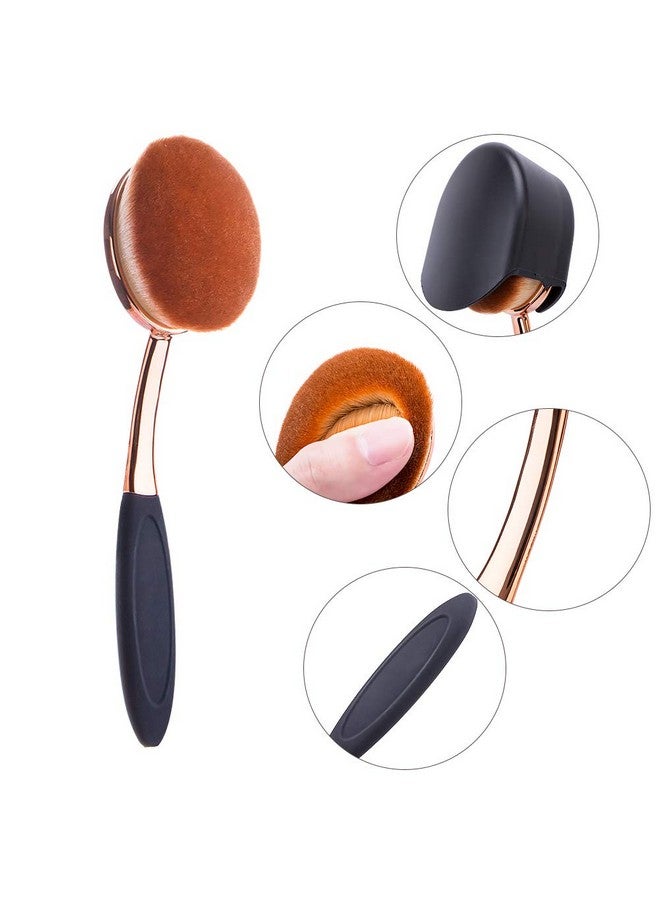 Large Rose Gold Foundation Contour Round Toothbrush Dust Free Oval Makeup Brushes Ink Blending With Dustproof Cover Brush Egg Cleaner