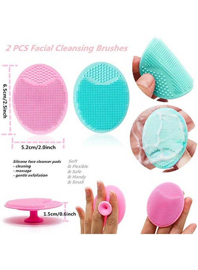 2 Pcs Silicone Face Mask Brush And 2 Pcs Face Scrubber Facial Applicator Brushes For Applying Facial Mask Soft Silicone Facial Cleansing Brush Pad Cosmetic Scrapers(Set Of 4)