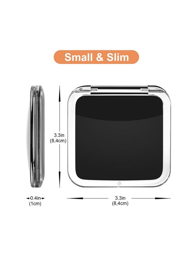 Compact 15X Magnifying Makeup Mirror For Travel Small Pocket Mirrorhandheld Foldable & Portable 2Sided With 15X Magnifying And 1X Mirror For Pursessquare 3.3 X 3.3 Inch (Black)