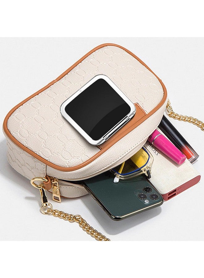 Compact 15X Magnifying Makeup Mirror For Travel Small Pocket Mirrorhandheld Foldable & Portable 2Sided With 15X Magnifying And 1X Mirror For Pursessquare 3.3 X 3.3 Inch (Black)