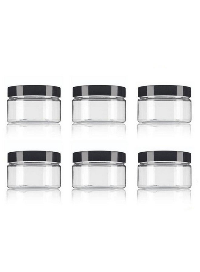 6Pcs 250Ml 8.5Oz Empty Clear Plastic Bottle With Black Lids For Cream Lotions And Little Crafts Jars Glitter Nails Cosmetic Storage Container