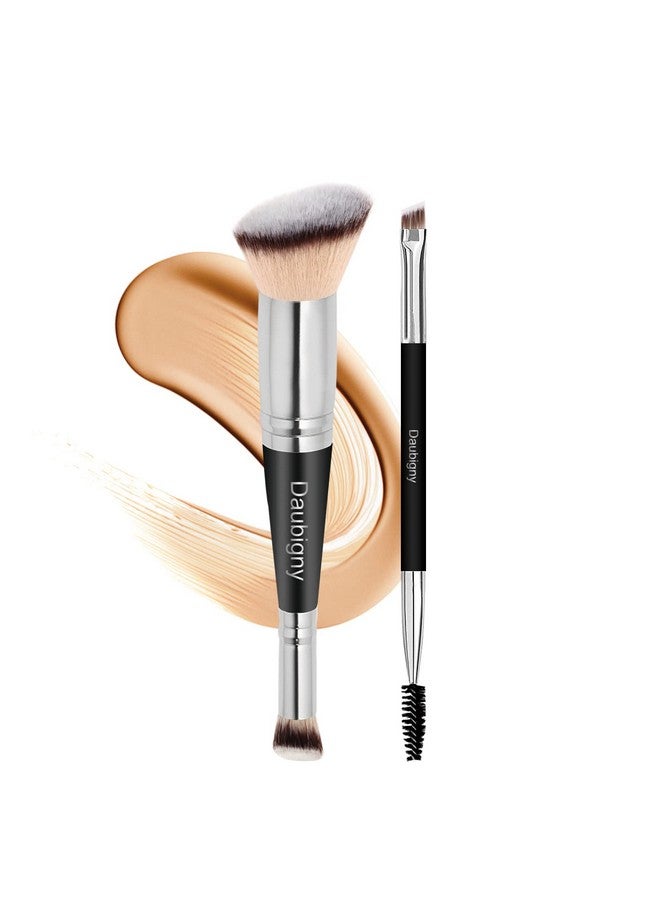 Makeup Brushes Dualended Angled Foundation Brush Concealer Brush Eyebrow Brush Perfect For Any Look Premium Luxe Hair Rounded Taperd Flawless Brush Ideal For Liquid Cream Powderblending