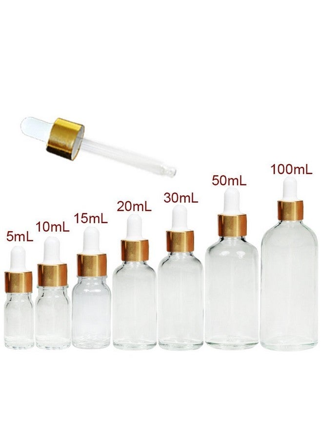 3Pcs Portable Empty Refillable Clear Glass Essential Oil Dropper Bottles Makeup Cosmetic Sample Container Jars With Glass Eye Dropper And White Rubber Cap(50Ml1.7Oz)