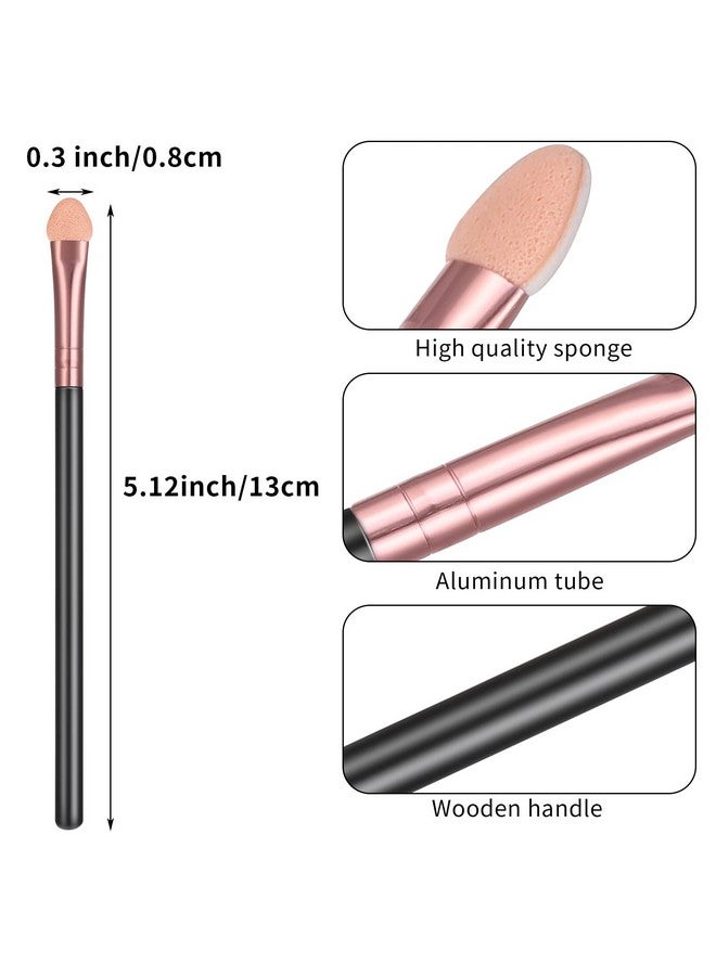 12 Pcs Eyeshadow Brush Makeup Set Eye Shadow Applicators Double Sided Sponge Tip Sticks Cream Glitter Beauty Blender Fan Lash Eyelash Extensions Mascara Eyebrow Small Black Oval Wand Handle