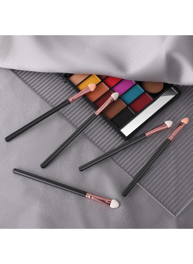 12 Pcs Eyeshadow Brush Makeup Set Eye Shadow Applicators Double Sided Sponge Tip Sticks Cream Glitter Beauty Blender Fan Lash Eyelash Extensions Mascara Eyebrow Small Black Oval Wand Handle