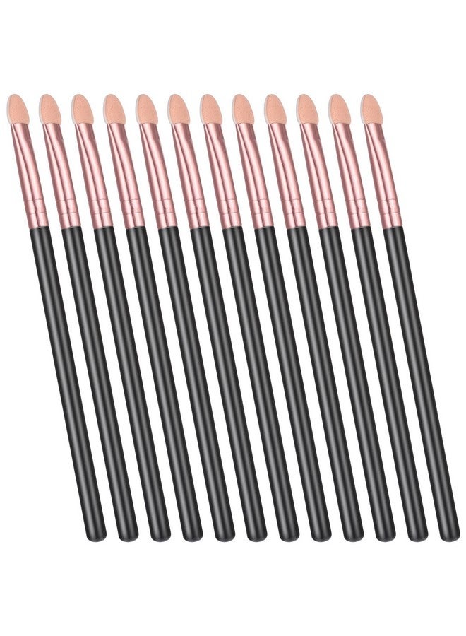 12 Pcs Eyeshadow Brush Makeup Set Eye Shadow Applicators Double Sided Sponge Tip Sticks Cream Glitter Beauty Blender Fan Lash Eyelash Extensions Mascara Eyebrow Small Black Oval Wand Handle
