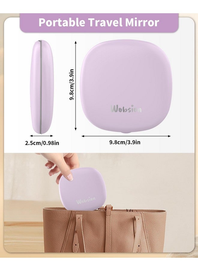 Travel Mirror With Light Rechargeable 1X10X Compact Magnifying Mirror Dimmable Pocket Mirrorhandheld 2Side Mirror With Light4Inch Travel Sizeportable For Handbagpursegiftpurple