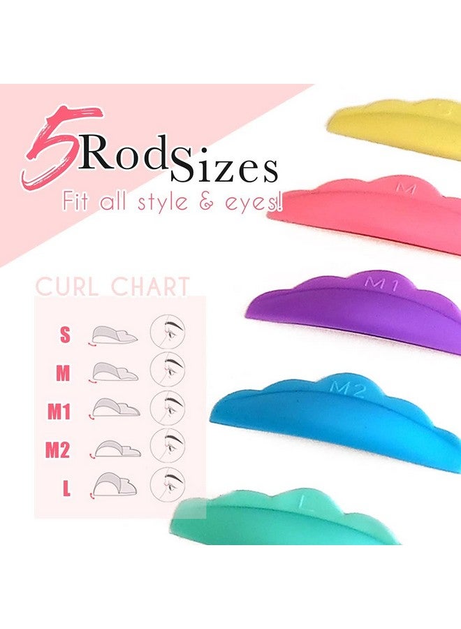 Rods For Eyelash Liftingperming Colorful Reusable Soft Silicone Rods Durable And Flexible Rolly Curly 5 Different Curl Sizes And Lengths Easy Application And Removal