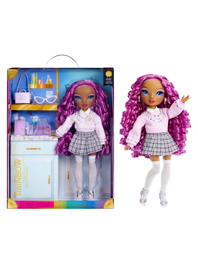 Lilacpurple Fashion Doll In Fashionable Outfit Glasses & 10+ Colorful Play Accessories. Gift For Kids 412 And Collectors.