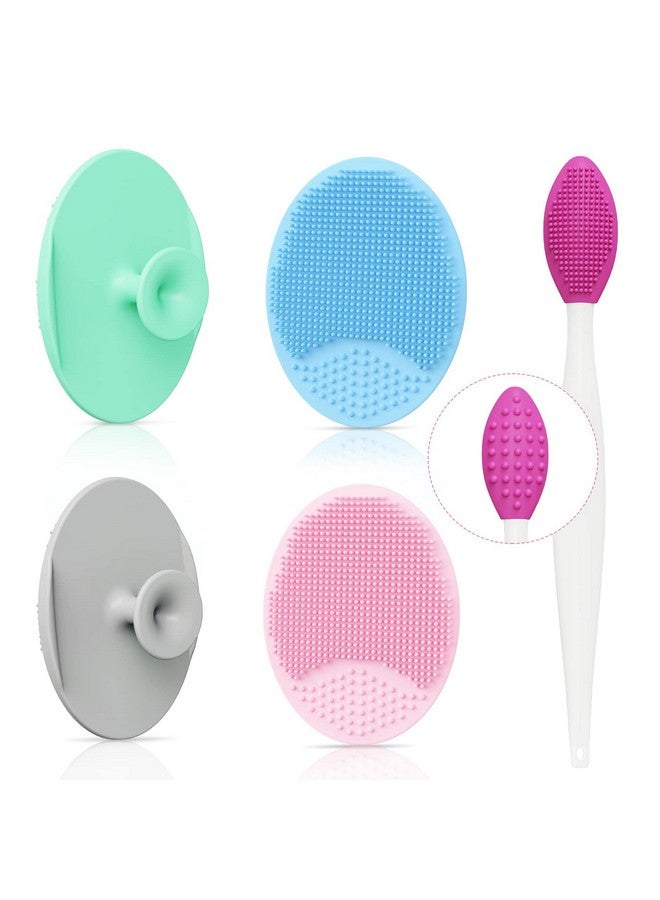 Face Scrubber Facial Cleansing Brush: Soft Silicone Exfoliating Brush With Lip Scrub Brushhandheld Mat Cleaning Scrubber For Blackhead Pore Cradle Cap Deep Skin Care (5 Pack)