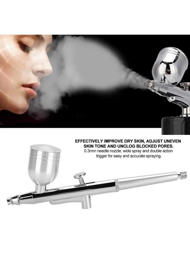 Oxygen Injection Airbrush 0.3Mm Water Oxygen Sprayer Handheld Moisturizing Water Oxygen Injection Airbrush Spray Gun Beauty Device Skin Care Tool Accessories (Silver)