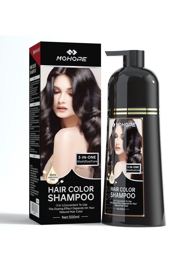 Black Shampoo 16.9 Fl Oz (500Ml) 100% Grey Coverage 3 In 1 Revolutionary Instant Hair Dye Semi Permanent Magically Only 10 Minutes Last 30 Days Safe Natural Ingredients