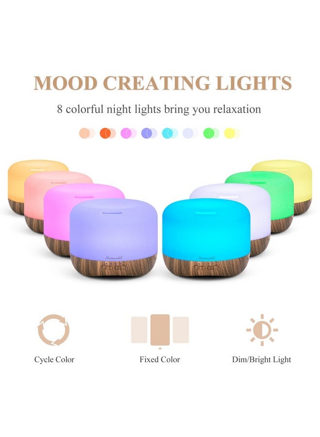 Aromatherapy Essential Oil Diffuser For Room Air Humidifier Aroma Scent Cool Mist Diffuser Colorful Lights Wood Cute Small Large Waterless Auto Off Ultrasonic Diffusers For Home Bedroom (300Ml)