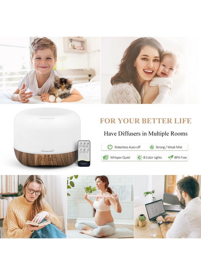 Aromatherapy Essential Oil Diffuser For Room Air Humidifier Aroma Scent Cool Mist Diffuser Colorful Lights Wood Cute Small Large Waterless Auto Off Ultrasonic Diffusers For Home Bedroom (300Ml)