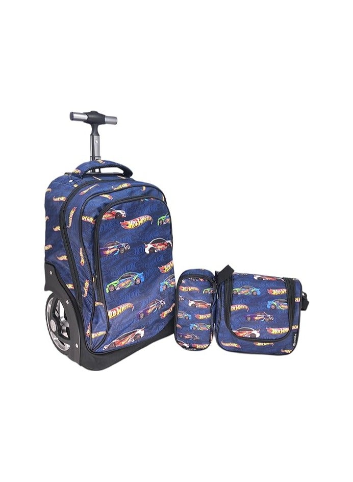 MYK Big Wheel School Trolley For Kids Hot wheel 18 Inch Blue Color Include Lunch Bag And Pencil Case