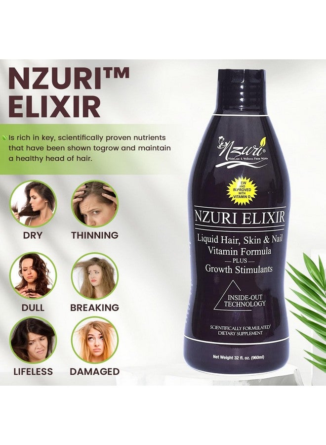 Elixir Hair Skin And Nails Vitamins For Women And Men With Biotin Folate And Vitamin D For Daily Growth Supplement To Reducing Dryness Thinning And Loss 32 Oz.