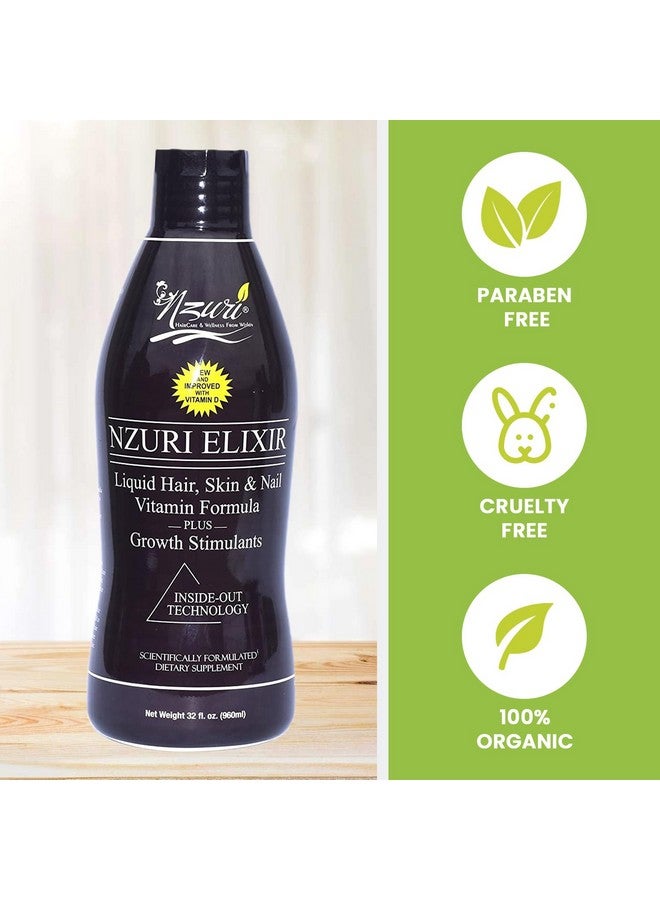 Elixir Hair Skin And Nails Vitamins For Women And Men With Biotin Folate And Vitamin D For Daily Growth Supplement To Reducing Dryness Thinning And Loss 32 Oz.