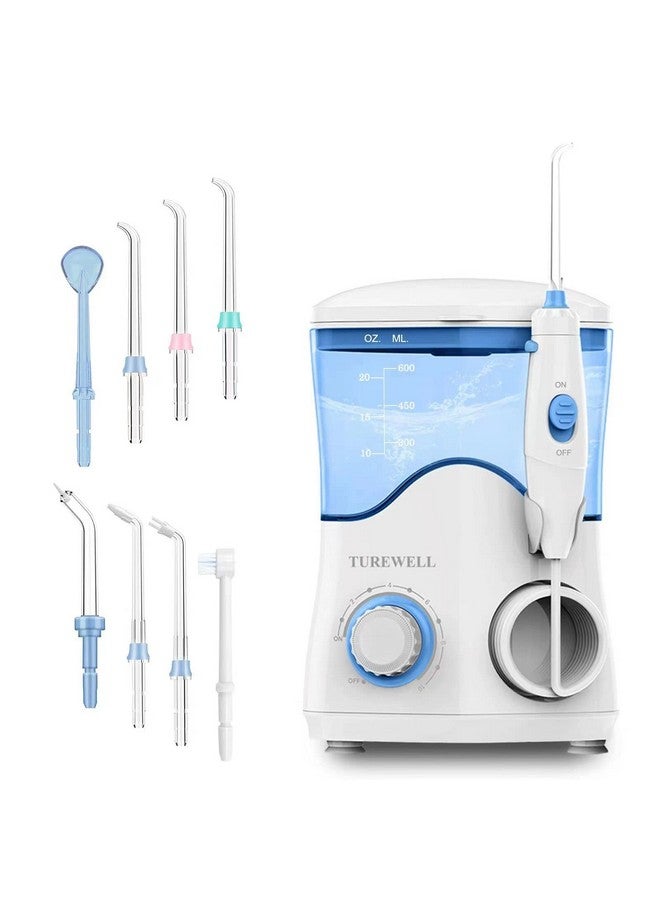 Fc162 Water Dental Flosser For Teeth/Braces10 Pressure Levels 8 Water Jet Tips For Family 600Ml Electric Water Dental Oral Irrigator For Teeth Clean (White)