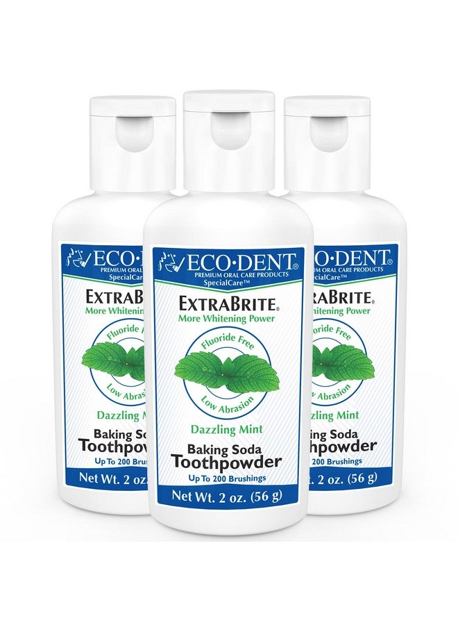 Extrabrite Baking Soda Toothpowder Mint Fluoridefree Toothpaste Powder Slsfree Tooth Powder With Oxidizing Calcium Peroxide Whitening Toothpaste Alternative 2 Oz Ea (Pack Of 3)