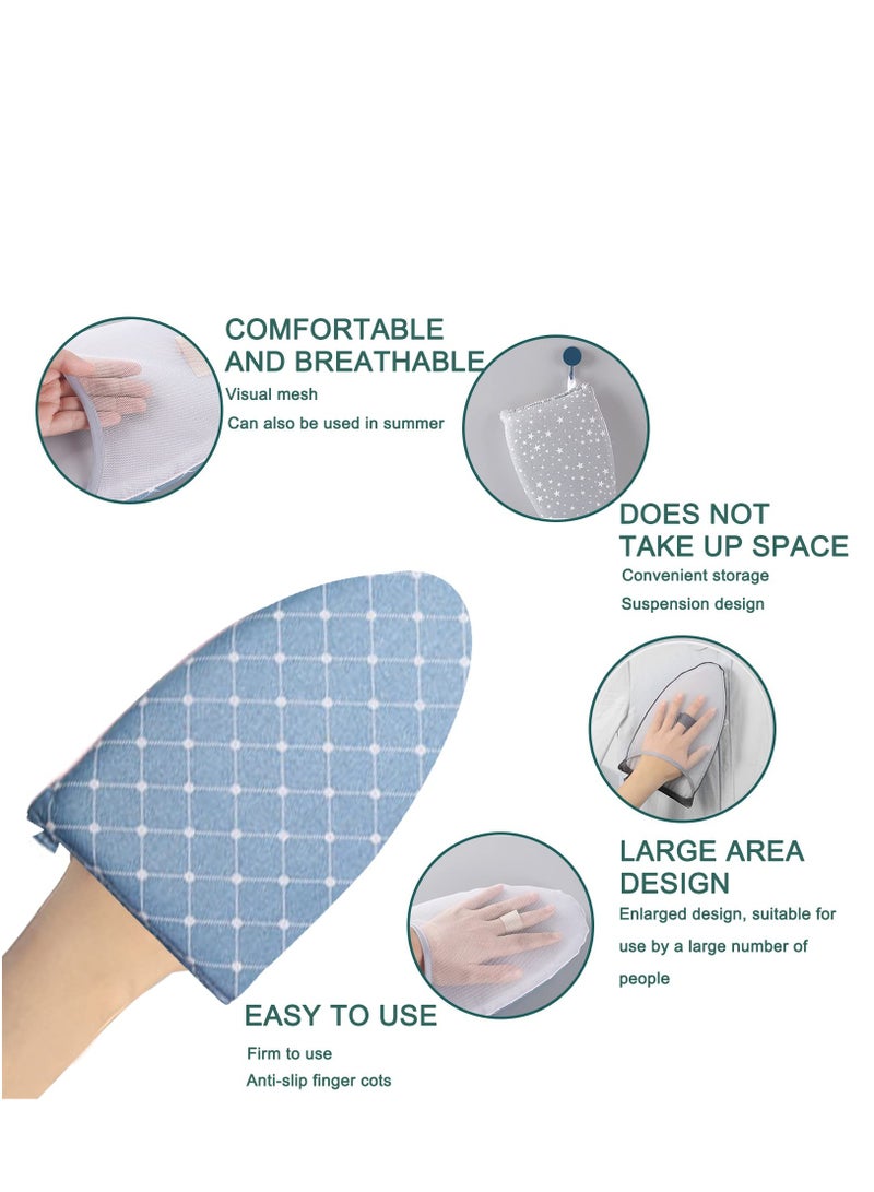 Garment Steamer Ironing Glove Waterproof Heat Resistant Anti Steam Mitt with Finger Loop Complete Care Protective Garment Steaming Mitt Accessories for Clothes (Blue)