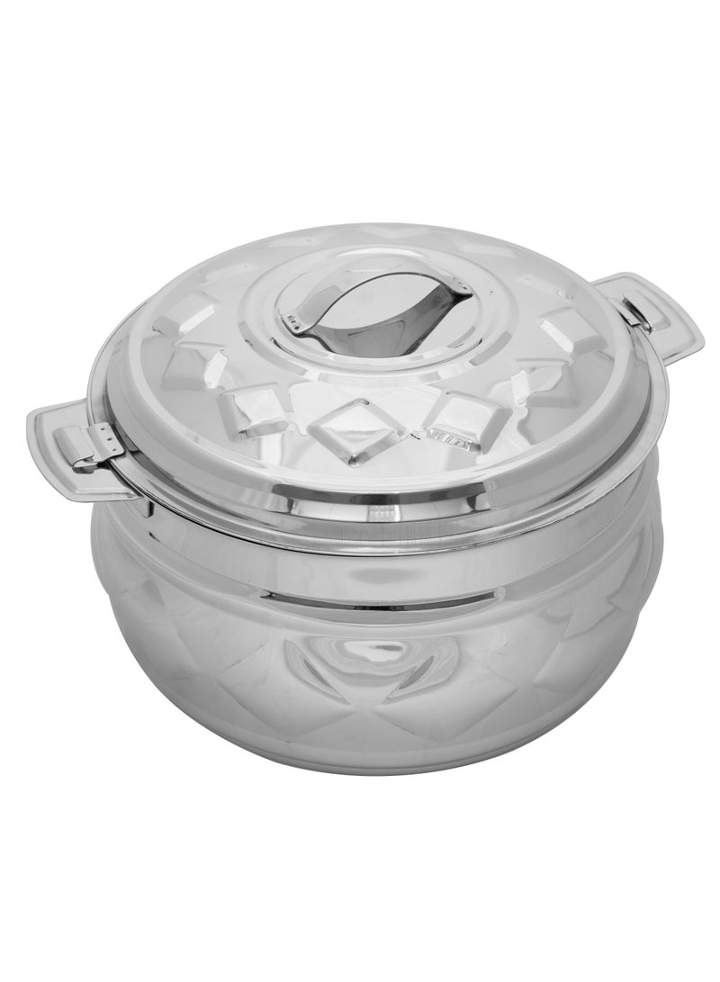 Stainless Steel New Diamond Hotpot 2.5 Liters Silver Colour