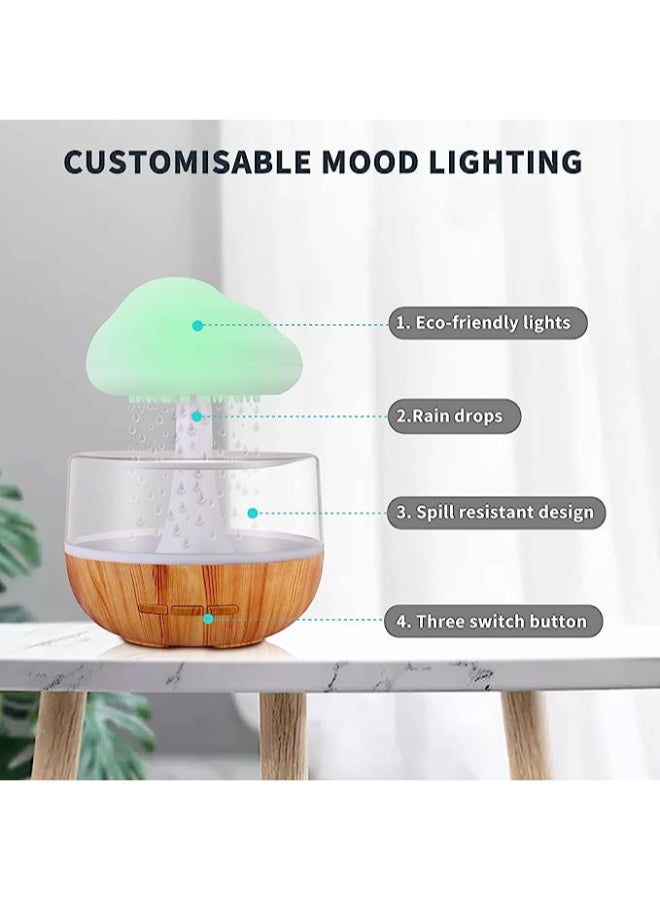 V2COM Raining Cloud Night Light Aromatherapy Essential Oil Diffuser Micro Humidifier Desk Fountain Bedside Sleeping Relaxing Mood Water Drop Sound (White)