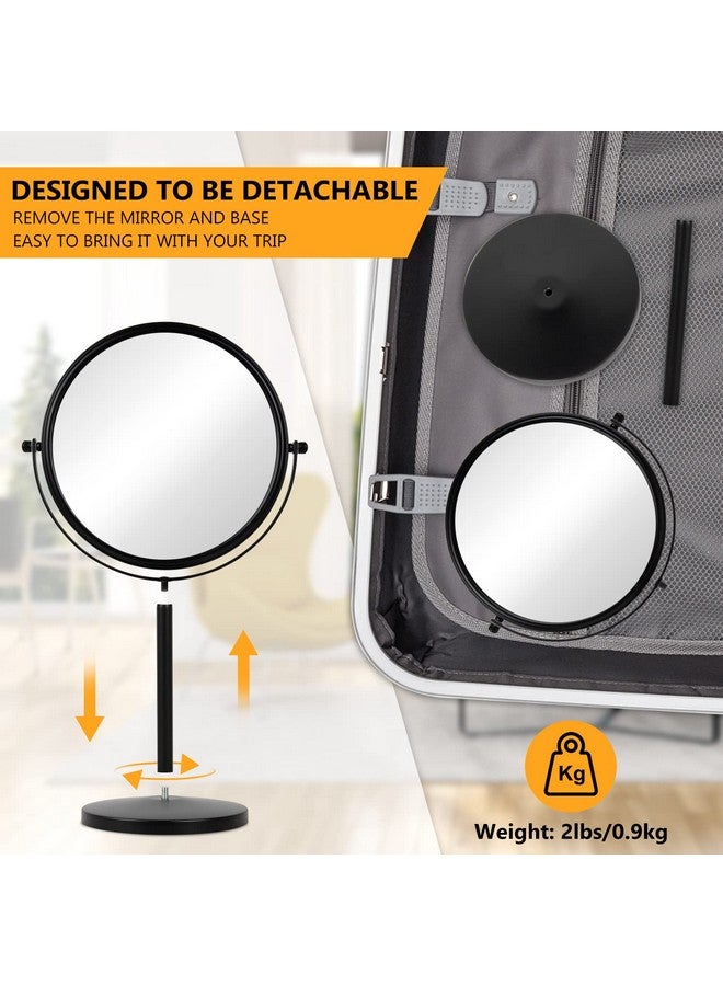 10X Magnifying Makeup Mirror 8 Inch Tabletop Mirror Double Sided With Magnification Swivel Make Up Mirror For Bathroom Black