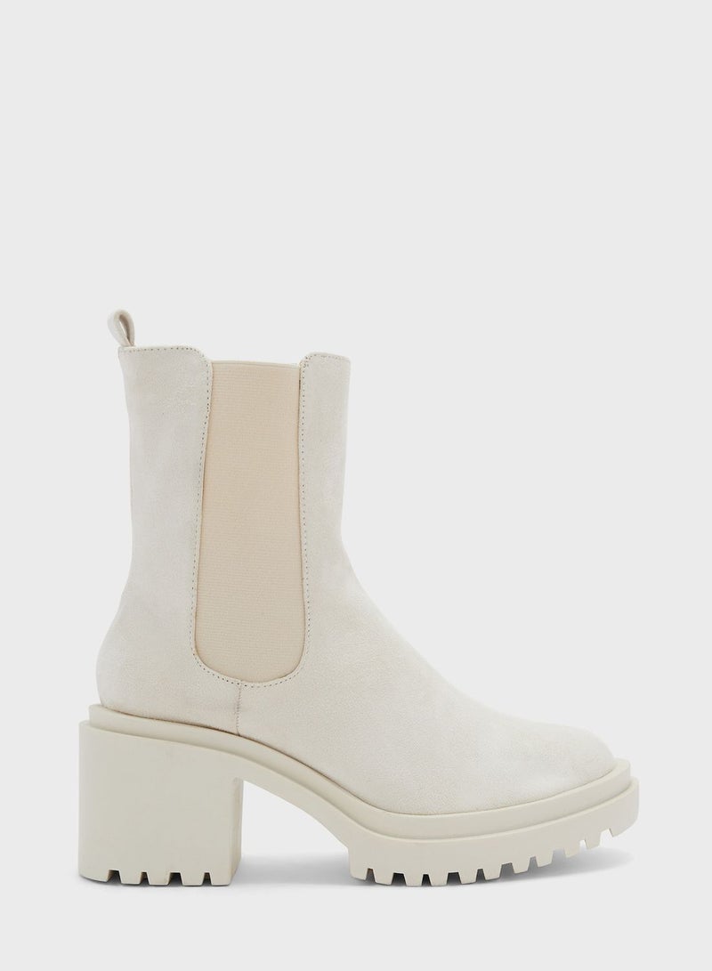 Faux Suede Chunky Chelsea Boot