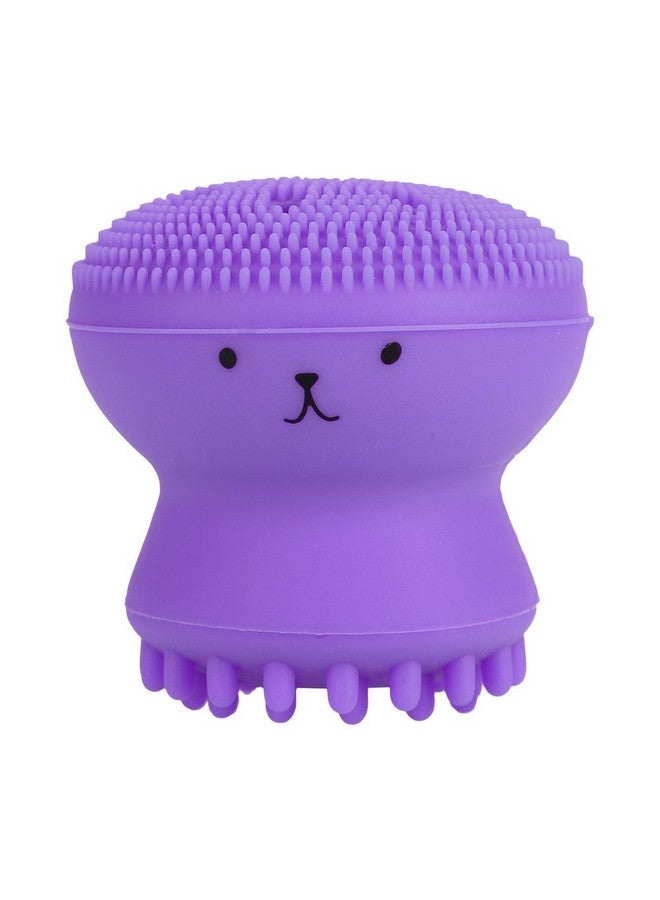 Face Cleansing Brush Exfoliating Grease Removal Massage Jellyfish Octopus Wash Tool 1Pcs(Purple)