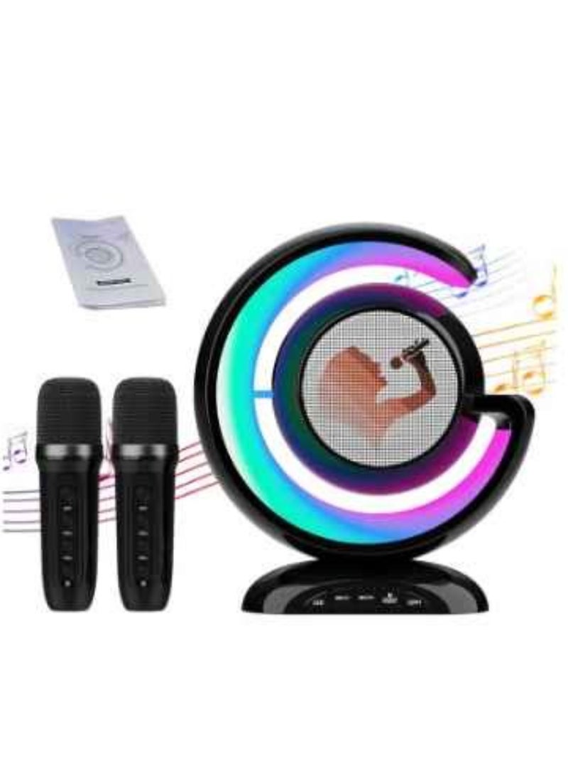 110 Karaoke Machine with Two Wireless Microphones Portable Bluetooths Speaker for Home Karaoke Birthday Party with Microfone Mic and Colorful LED