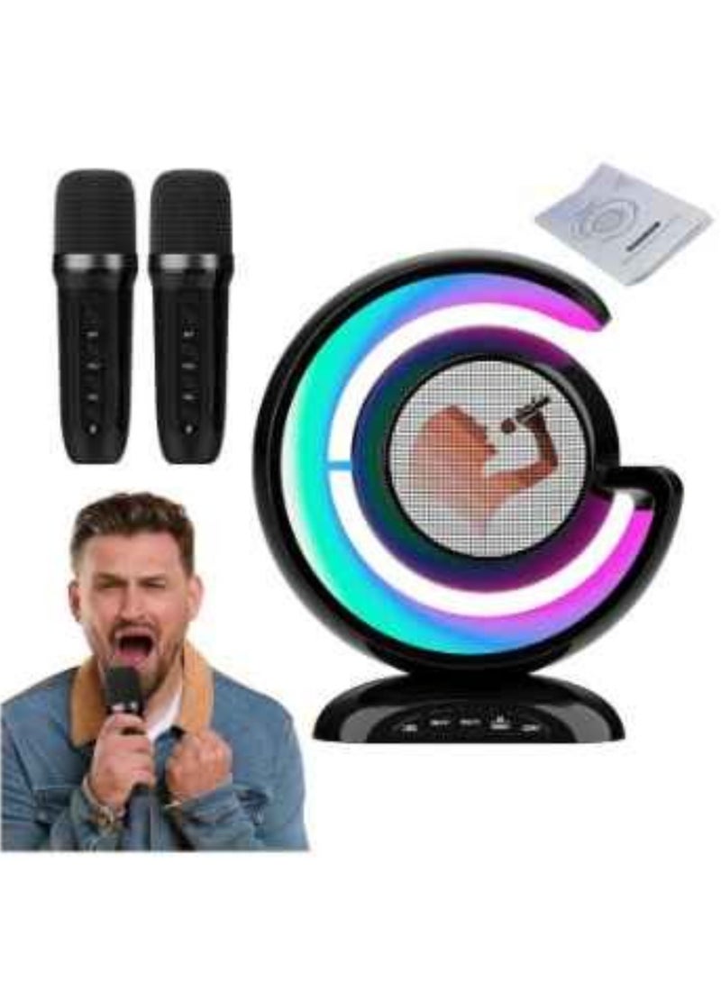110 Karaoke Machine with Two Wireless Microphones Portable Bluetooths Speaker for Home Karaoke Birthday Party with Microfone Mic and Colorful LED