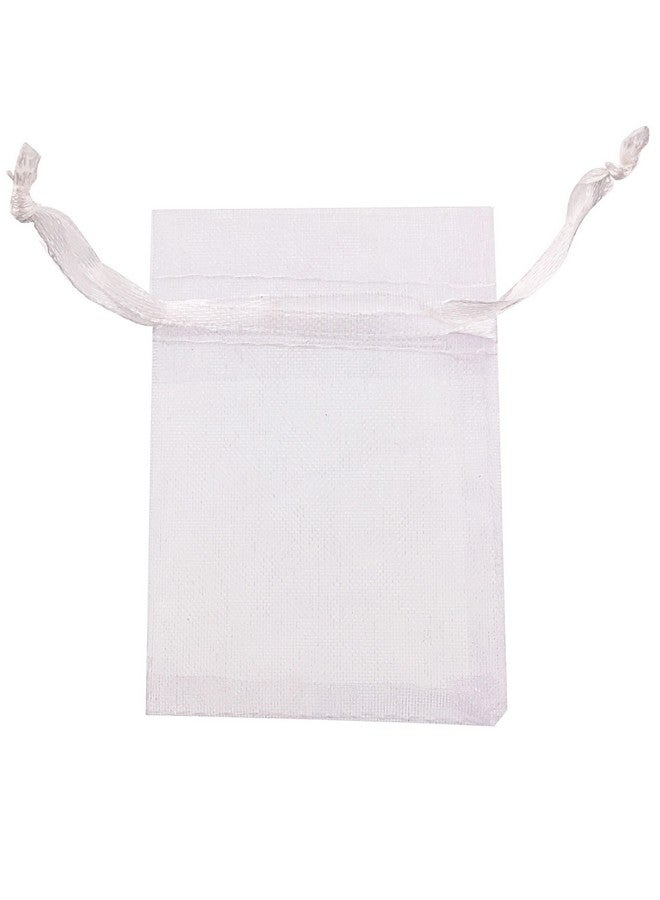 100Pcs 2X2.7 Inches Mini Organza Bags With Drawstring For Rings Little Earrings Jewelry Pieces Wedding Favors Party Fovours Small Cute Organza Pouches (White)