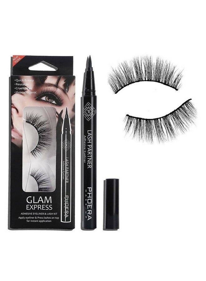 Aquapurity Phoera 9D Synthetic Mink Lashes & Adhesive Eyeliner Kit Reusable Upto 30 Times Selfadhesive Magic Eyeliner Pen With Waterproof No Glue Needed Lashes Set (New York)
