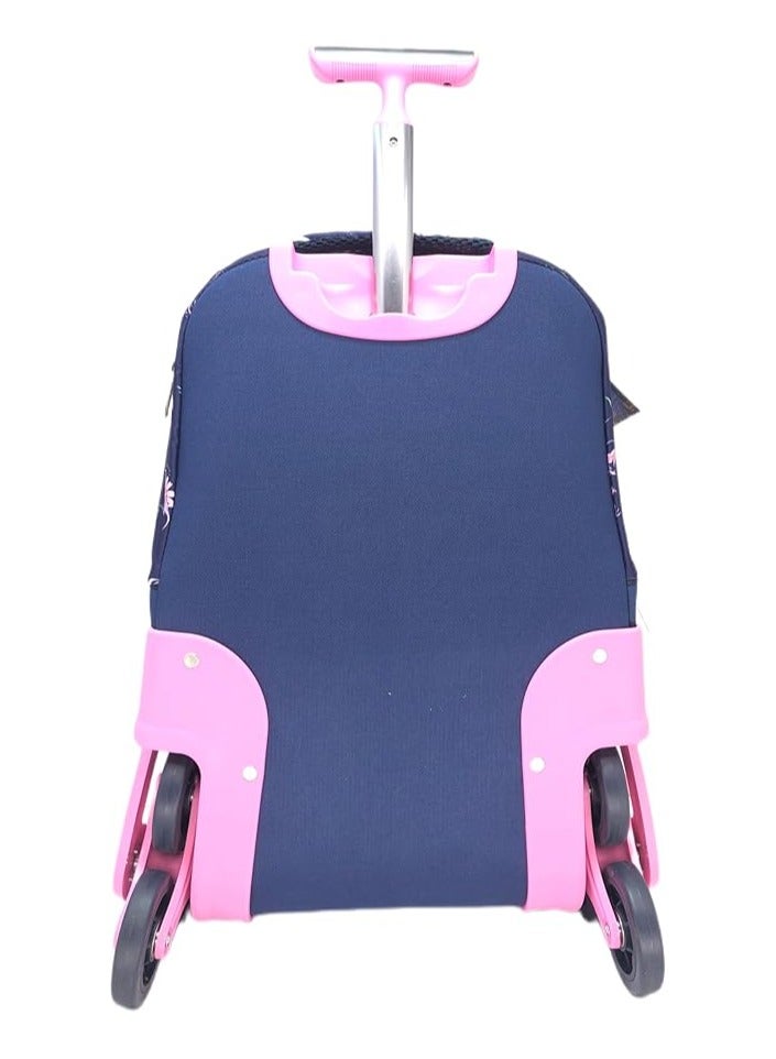 MYK Blue and Pink Big Wheel School Trolley For Kids 18 Inch Include Lunch Bag And Pencil Pouch