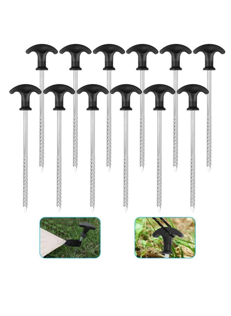 Tent Peg Stakes, 12 Pcs Tent Pegs Galvanized Non-Rust, Tent Accessories Tent Peg Stakes Camping Stakes Robust, for Camping Trip, Hiking, Gardening, Outside Decorations