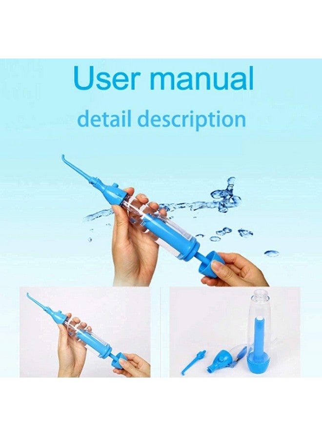 Water Flosser Nonelectric Portable Affordable Oral Irrigator Cordless Manual Air Pressure Simple Operation For Home And Travel Blue