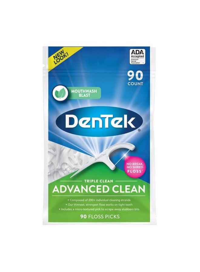 Triple Clean Advanced Clean Floss Picks No Break & No Shred Floss 90 Count (Pack Of 3)