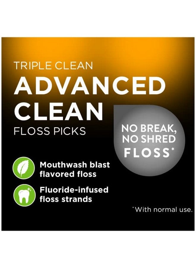 Triple Clean Advanced Clean Floss Picks No Break & No Shred Floss 90 Count (Pack Of 3)