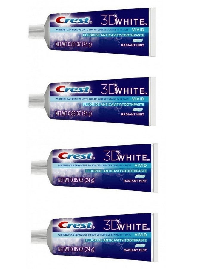 3D White Vivid Fluoride Anticavity Toothpaste Radiant Mint 0.85 Oz Travel Size (Pack Of 4)