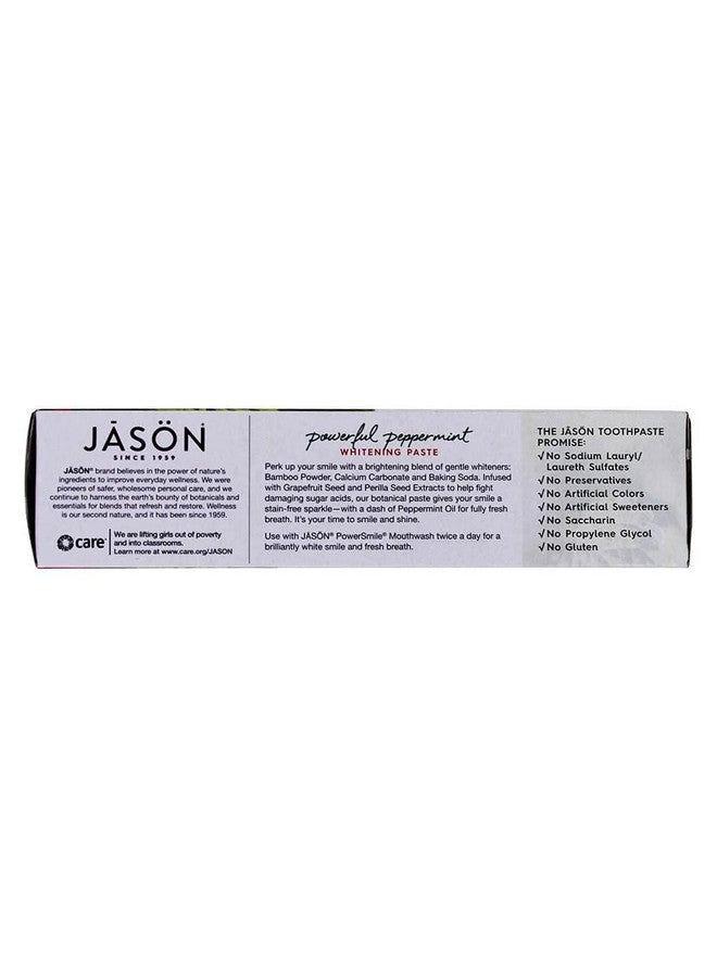 Powersmile Whitening Fluoridefree Toothpaste Powerful Peppermint 6 Ounce Tube