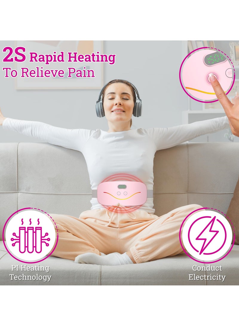 Menstrual Heating Pad Cordless, Fast Heating with 3 Heat Levels, 3 Massage Modes, Relief for Back Pain, Ideal Gift for Women and Girls