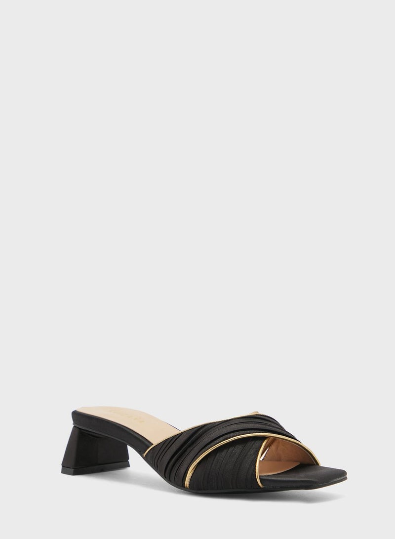 Metallic Trim Satin Sandal