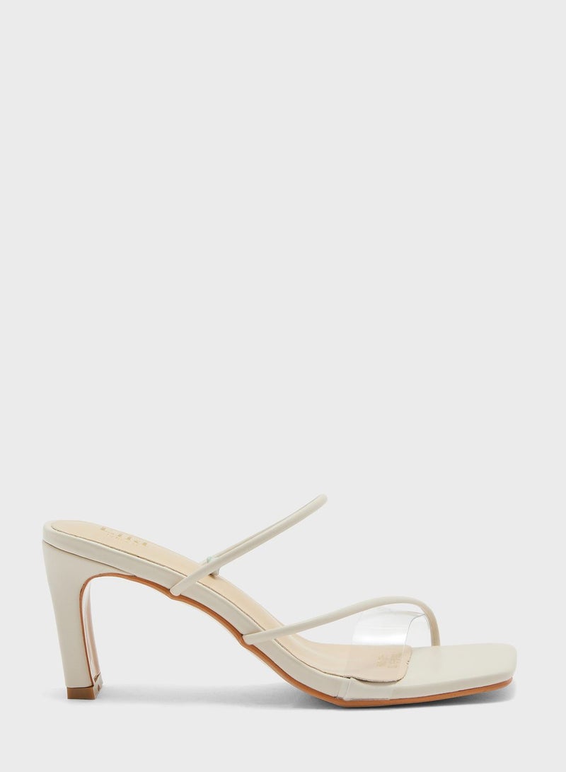 Mid Heel Sandal With Clear Strap