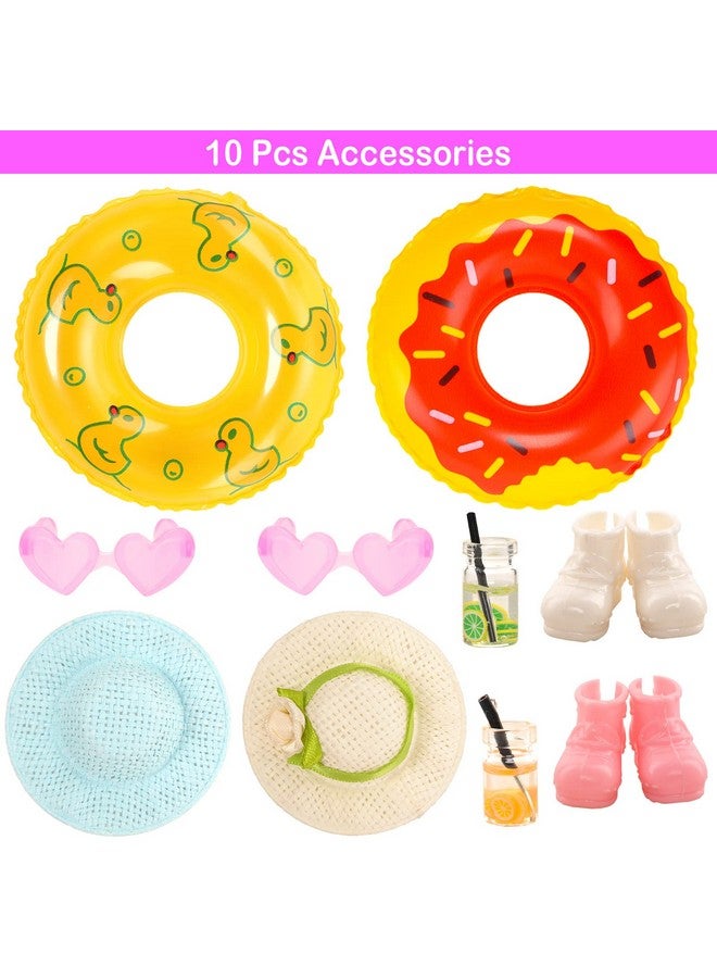 Mini 5.3 Inch6 Inch Doll Clothes And Accessories 6 Beach Swimsuits 3 Dresses With 2 Swimming Rings 2 Drinks 2 Hats 2 Glasses 2 Shoes