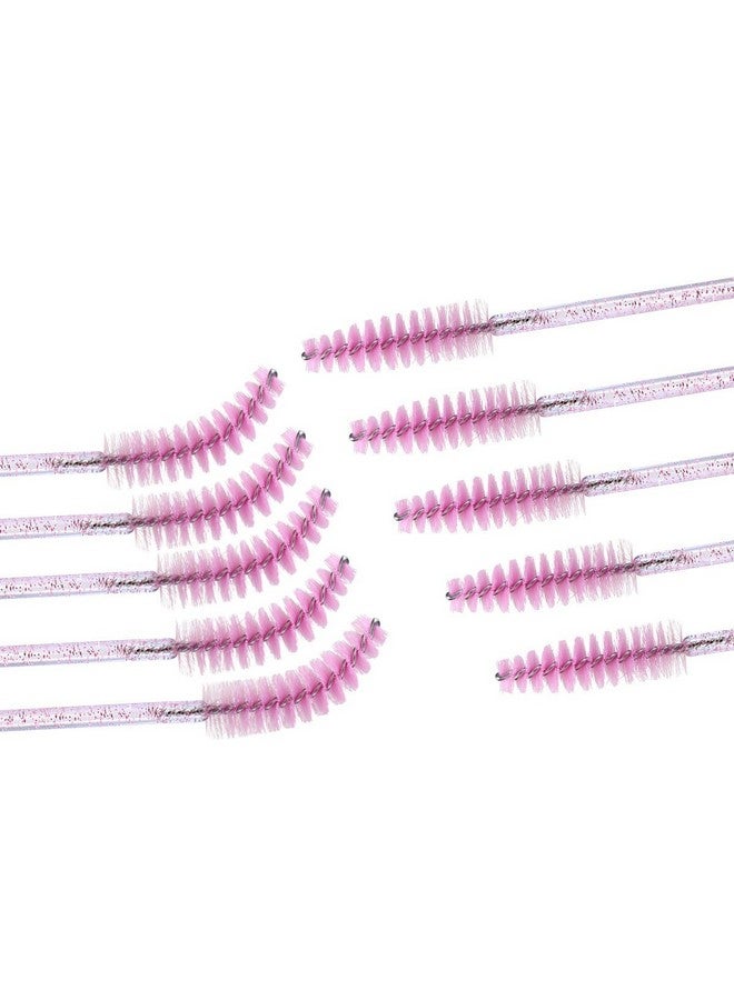 100Pcs Disposable Mascara Brushes With Container Mascara Wands Makeup Brushes Applicators Kits For Eyelash Extensions And Eyebrow Brush (Crystal Pink)